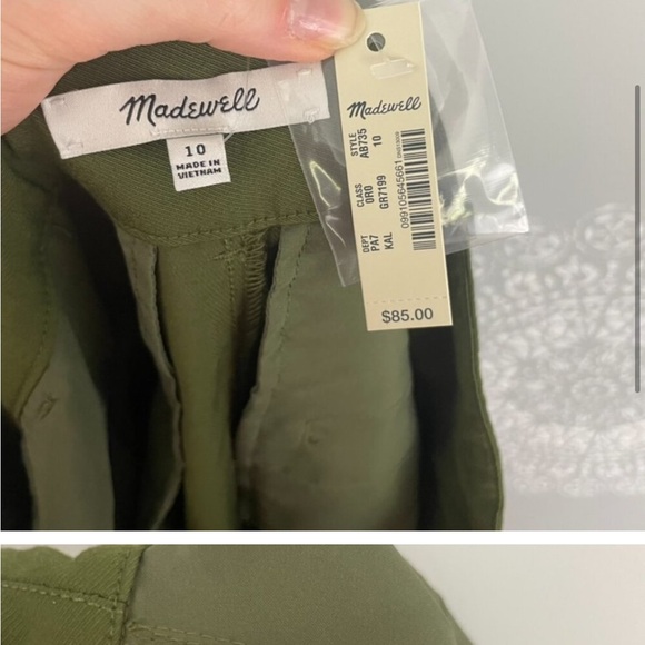 Madewell Drapey Pleated Wide Leg Cropped Pants in Kale Green Size 10 - Picture 6 of 7